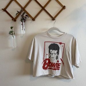 Awesome red and ivory Bowie crop top